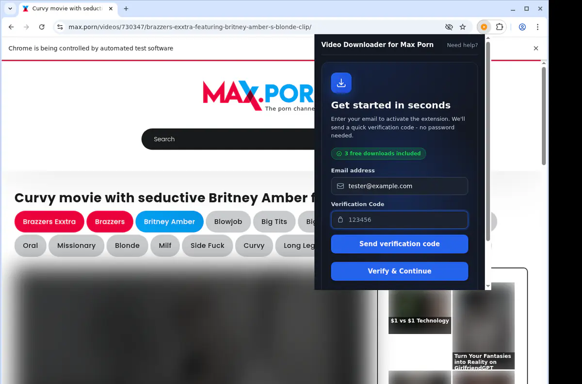 Maxporn Video Downloader browser extension screenshot 4